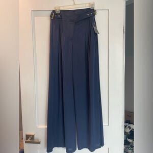 Brand new Lauren - Ralph Lauren wide leg navy pants with gold buckle details